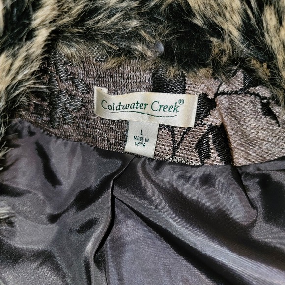 Coldwater Creek Patchwork Tapestry Vest w Faux Fur Collar Size Women's Sz Large - Picture 11 of 16
